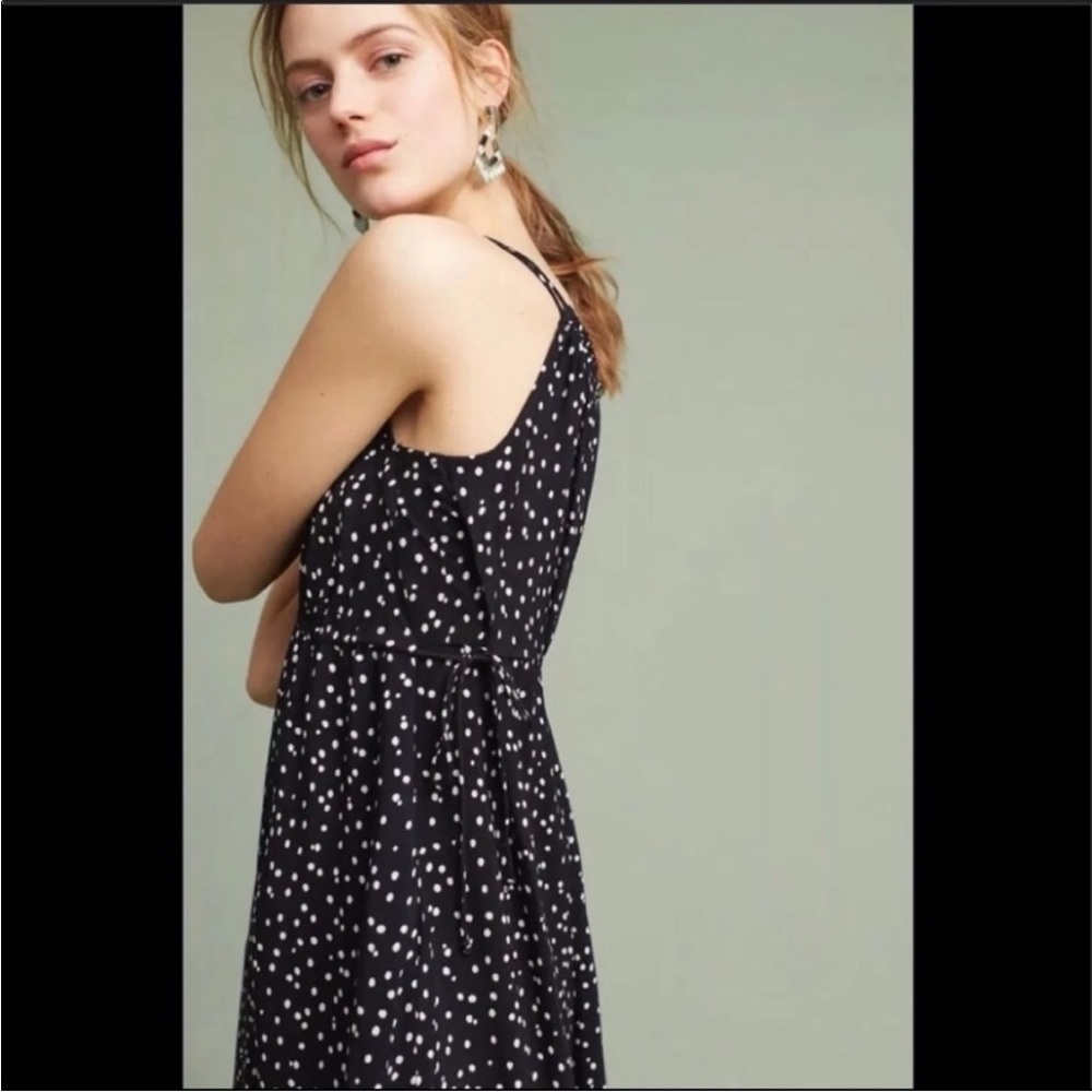 NWOT Anthropologie Maeve Finley Wide Leg Black White Polla Dot Flowy Jumpsuit 4 - Picture 3 of 14
